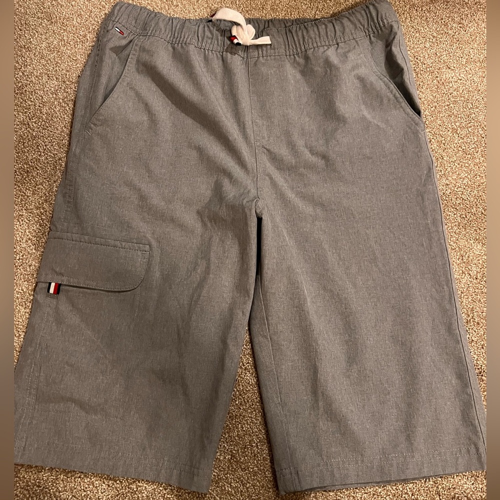Youth size XL (20) Tommy Hilfiger shorts, grey, elastic waist with tie.